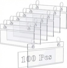 100 Pack Plastic Wire Shelf Label Holders, 4