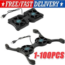 Dual USB Cooling Fan Pad Foldable Slim Fans Cooler Stand For Laptop Notebook LOT picture