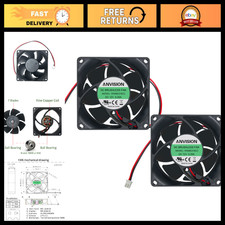 2-Pack 80mm x 25mm DC 12V Brushless Cooling Fans, Dual Ball Bearing, Quiet & Eff picture
