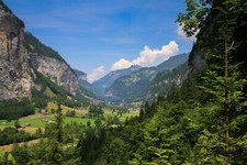 Landscape forest sky valley village mountains cliff Custom Gaming Mat Desk picture