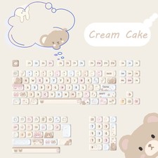 125 Keys Milky Way White PBT Keycaps MOA Profile Dye-Sub for Cherry MX Switches- picture