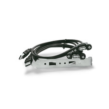 3ft USB 2.0 Panel Mount Cable Dual Port Bulkhead Cable Male Female - Black picture