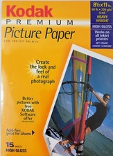 NEW Kodak Premium High Gloss 8.5x11 Picture Paper for Ink Jet Prints - 15 Sheets picture
