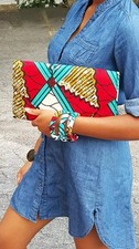 Red and Blue African Print Clutch Purse - DP3551CL | African Fashion | Dupsie's picture