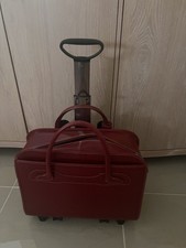 McKLEIN Red Leather Wheeled Business Laptop Computer Case Bag Removable Wheels picture