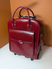 McKlein La Grange Red Leather Rolling Laptop Briefcase w/Detachable Wheels picture