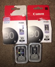 3 New Genuine Canon 30 Black 1 31 Color Ink Cartridges PIXMA Open Box & Expired picture