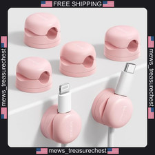 Cable Organizer Clips 6 Pack Pink Rotatable Spring Locking Cord Holders picture