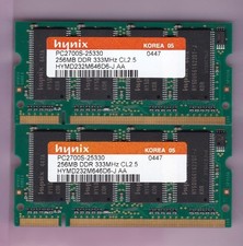 512MB 2x256MB PC2700S HYNIX HYMD232M646D6-J AA DDR-333 LAPTOP SODIMM Memory Kit picture