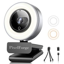 PixelForge 2K Webcam for PC with Microphone & Light & Privacy 2K, Silver  picture