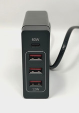 MONOPRICE IIIP 60W 4 Port Type-C Power Adapter 1 USB-C & 3 USB-A BLACK picture