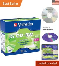 10-Pack 700MB CD-RW 12X Rewritable Discs in Slim Cases for Reliable Data Storage picture