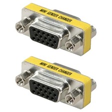 2 Pcs DB15 HD15 D-SUB 15-Pin VGA SVGA Female Mini Gender Changer Coupler Gold picture