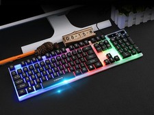 Gaming Keyboard Wired Black USB Plastic Black illuminated single keybo picture