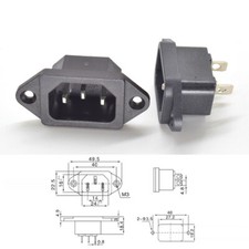 100pcs High Quality C14 AC Male Connector 3 Prong with Screw Hole Black Color picture