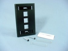 Leviton Black Quickport 3-Port ID Window Flush Wallplate 1-Gang Cover 42080-3ES picture