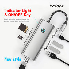 USB-C Hub with On/Off Switches - 4K HDMI,100W PD,USB 3.0 5Gbps,SD/TF for Laptop picture
