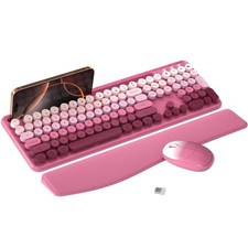 MPTOG Colorful Wireless Computer Keyboard and Mouse Combo with Phone Holder, ... picture