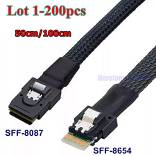 Lot Slim SAS 4.0 SFF-8654 4i 38pin to SAS SFF-8087 Target Hard Disk Raid Cable picture
