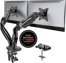Soporte para monitor doble, soporte giratorio con resorte ajustable picture