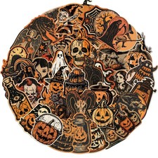50pcs Retro Halloween Stickers,Horrible Pumpkin Theme Stickers Gothic Hallow picture