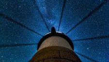 Landscape worms eye view clouds night sky stars milky Custom Gaming Mat Desk picture