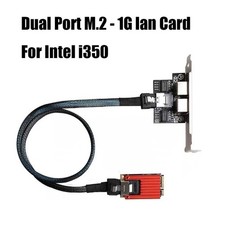 Dual Port M.2 Mini PCIe 1G Gigabit LAN Card (Intel i350) +Riser Cable + Heatsink picture