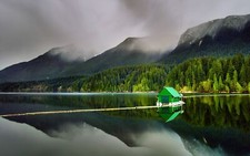 Landscape nature reflection lake floating mountains Custom Gaming Mat Desk picture