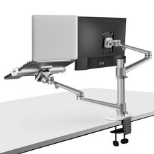 Viozon Monitor and Laptop Mount, 2-in-1 Adjustable Dual Arm Desk Mounts Singl... picture