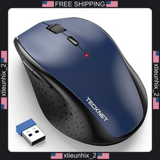 Wireless Mouse TECKNET 6-Button Ergonomic 4800 DPI USB, Blue picture