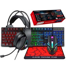 RGB PC Gaming Keyboard Mouse & Headset Set LED Gamer Bundle Mechanical Kits 4IN1 picture