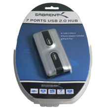 NEW UNOPENED Sabrent 7 Ports UB 2.0 Hub with power ac adapter silver picture
