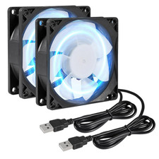 2Pcs 80Mm/3.15Inch DC 5V Computer Case Fan 80X80X25Mm USB 8025 Blue LED Power picture