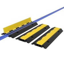 3 Pack 2-Channel Rubber Cable Protector Ramp Speed Bump Yellow picture