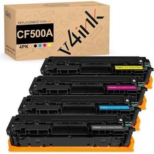 v4ink HP 202A CF500A Toner Cartridges Black Cyan Magenta Yellow 4 Pack picture