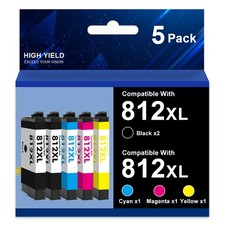 5PK 812XL Ink Cartridges For Epson WorkForce WF-7840 WF-7310 EC-C7000 WF-7820 picture