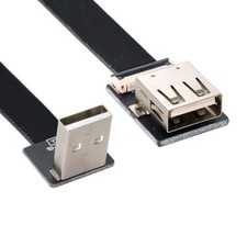 Up Angled USB 2.0 Type-A Male to Female Extension Data Flat Slim FPC Cable picture