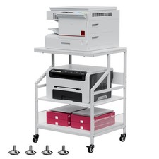 3-Tier Large Printer Stand with Storage Shelves, White picture