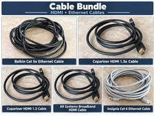 Lot of 5 HDMI Ethernet Cables 3x 6ft HDMI 2x 25ft RJ45 Cat5e Cat6 Network picture