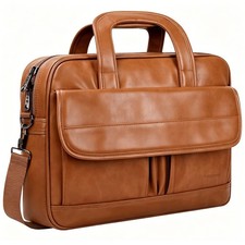 Leather Laptop Bag for Men Women, Premium Laptop Briefcase Fits Up to 15.6 In... picture