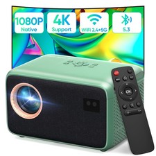 Mini Projector with Wifi and Bluetooth, Full HD 1080P Portable Dark Green picture
