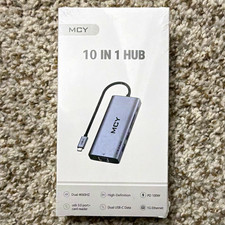 MCY 10-in-1 USB-C Hub HDMI USB 3.0 SD/microSD 4K PD 100W GbE Gray picture