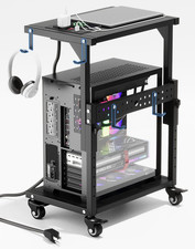 Computer Tower Stand with Power Outlet, 6 Level Height Ajustable PC Tower Stand picture