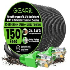 Cat 6 Direct Burial Outdoor Ethernet Cable 150 Ft Black Ethernet Cord picture