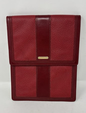 Red Pebbled Leather Burberry iPad Case Nova Check Plaid Inside 11