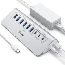 Powered USB Hub 10Gbps, intpw 9-Port 3.2 Hub, C 9 Port, Silver  picture