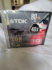 TD Black CD-R 10 Pack Slim Case Recordable Compact Discs NIP picture