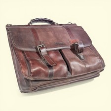 Kenneth Cole Reaction Leather Briefcase Messenger Bag Brown Laptop Distressed picture