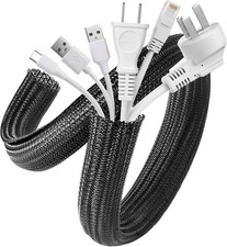 Cable Management Sleeve, 2 Pack 5ft - 1.2 inch Cord Hider, Black picture