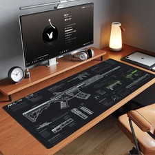 1pc Tech Blueprint Design Mouse Pad: Durable Large Non-slip Rubber Washable De picture